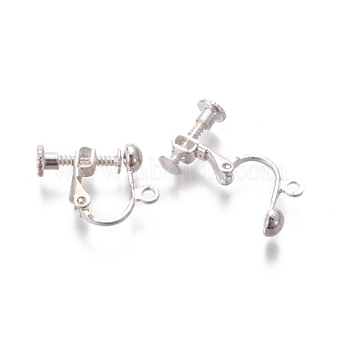 Rack Plated Brass Screw Clip-on Earring Findings(KK-P169-04S)-2
