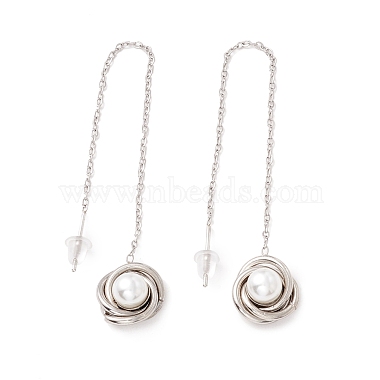 White Round 304 Stainless Steel Stud Earrings