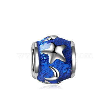 Royal Blue Rondelle Alloy+Enamel European Beads