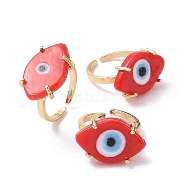 Lampwork Oval with Evil Eye Open Cuff Ring(RJEW-I086-13G-08)-4