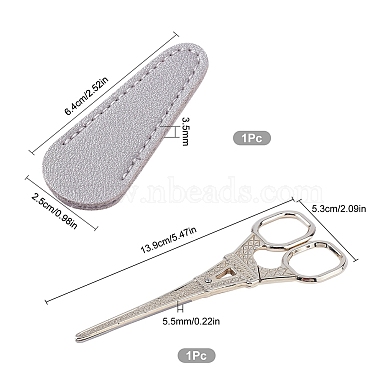 2Pcs 2 Styles Stainless Steel Embroidery Scissors & Imitation Leather Sheath Tools(TOOL-SC0001-36)-2