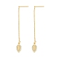 Leaf Brass Micro Pave Clear Cubic Zirconia Ear Thread(EJEW-H182-06G)-4
