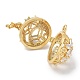 Rack Plating Brass Clear Cubic Zirconia Bead Cage Pendants(KK-L224-006G)-3