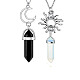 2шт. 2 набор ожерелий с подвесками в виде пули из натурального черного и опалового цвета(PW-WG26431-02)-1