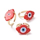 Lampwork Oval with Evil Eye Open Cuff Ring(RJEW-I086-13G-08)-4