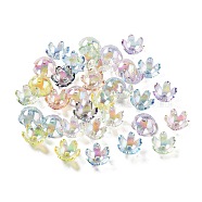 Transparent Acrylic Bead Caps, Flower, Mixed Color, 14x6.5mm, Hole: 2mm(MACR-K356-15G)