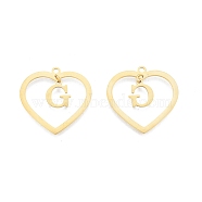 201 Stainless Steel Pendants, Hollow, Heart with Letter A~Z, Real 18K Gold Plated, Letter.G, 29x29.5x1mm, Hole: 2mm, A~Z: 12x8~10.5x1mm(STAS-N090-LA894-G-G)