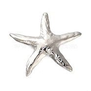 Starfish Brooch, Sea Animal 304 Stainless Steel Pin for Backpack Clothes, Stainless Steel Color, 55.5x60mm(JEWB-A028-01P)