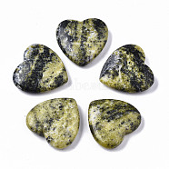 Natural Yellow Turquoise(Jasper) Heart Love Stone, Pocket Palm Stone for Reiki Balancing, 24.5x25x6~7mm(G-S364-067)