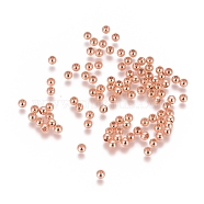 Brass Spacer Beads, Round, Rose Gold, 3mm, Hole: 1mm(EC317-1)
