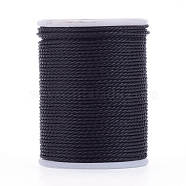 Round Waxed Polyester Cord, Taiwan Waxed Cord, Twisted Cord, Black, 1mm, about 12.02 yards(11m)/roll(X-YC-G006-01-1.0mm-01)