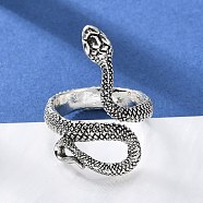 Alloy Cuff Finger Rings, Wide Band Rings, Snake, Antique Silver, US Size 9 3/4(19.5mm)(X-RJEW-T006-33AS)