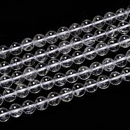 Natural Quartz Crystal Beads Strands, Rock Crystal Beads, with Cotton Thread, Round, 8mm, Hole: 1mm, about 45pcs/strand, 14.17 inch(36cm)(G-H236-05A-8mm)