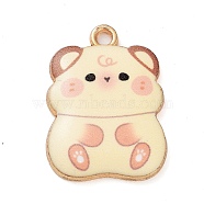 Rack Plating Alloy Enamel Pendants, Golden, Hamster Charm, Lemon Chiffon, 23x17x3mm, Hole: 2mm(X-FIND-Q099-13G-06)