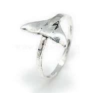 Alloy Finger Rings, Fishtail, Size 7, Antique Silver, 17mm(RJEW-S038-164)