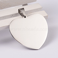 304 Stainless Steel Stamping Blank Tag Pendants, Heart, Stainless Steel Color, 35x38x1.5mm, Hole: 5x10mm(STAS-F100-06)