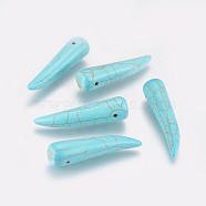 Synthetic Turquoise Pendants, Ivory Shape, 39x10mm, Hole: 1.6mm(TURQ-F011-02)