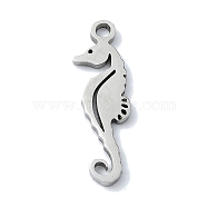 304 Stainless Steel Pendants, Laser Cut, Sea Horse Charms, Stainless Steel Color, 17.5x6x1mm, Hole: 1.2mm(STAS-C097-42P)