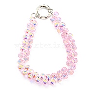 Glass Beaded Mobile Straps, Multifunctional Chain, with Iron Spring Gate Ring, Pearl Pink, 302~306x14.5mm(HJEW-E010-01P-04)