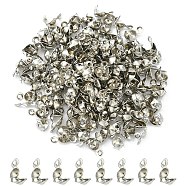 Iron Bead Tips, Calotte Ends, Clamshell Knot Cover, Cadmium Free & Lead Free, Platinum, 8x4mm, Hole: 1.5mm, Inner Diameter: 3mm(IFIN-YW0001-50P)