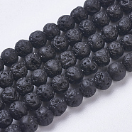Natural Lava Rock Beads Strands, Dyed, Round, 4.5~5mm, Hole: 1mm, about 88pcs/strand, 15.3 inch(39cm)(G-J346-37-4mm)