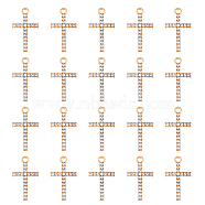 HOBBIESAY 50Pcs Alloy Crystal Rhinestone Pendants, Cross Charms, Cadmium Free & Lead Free, Light Gold, 25.5x15x2mm, Hole: 2mm(FIND-HY0002-39)