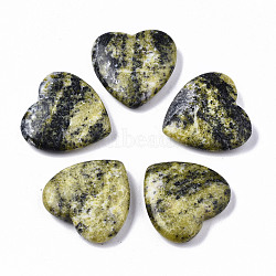 Natural Yellow Turquoise(Jasper) Heart Love Stone, Pocket Palm Stone for Reiki Balancing, 24.5x25x6~7mm(G-S364-067)