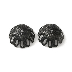 304 Stainless Steel Bead Caps, Flower, Black, 15.5x6.5mm, Hole: 1.2mm(STAS-P363-02B-EB)