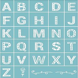 Self-Adhesive Silk Screen Printing Stencil, for Painting on Wood, DIY Decoration T-Shirt Fabric, 26 Alphabet and Flower, Sky Blue, 28x22cm(DIY-WH0173-040)