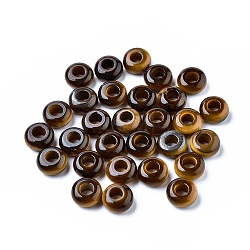 Natural Tiger Eye European Beads, Large Hole Beads, Rondelle, 12x6mm, Hole: 5mm(X-G-G740-12x6mm-10)