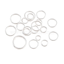 Iron Open Jump Rings, Round, Mixed Size, Silver Color Plated, 18~21 Gauge, 4~10x0.7~1mm(IFIN-MSMC007-1S)