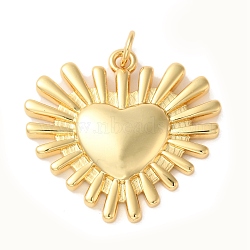 Rack Plating Valentine's Day Brass Pendants, Long-lasting Plated, Cadmium Free & Lead Free, Heart Charms, Real 18K Gold Plated, 23.5x25x3mm, Hole: 3.4mm(KK-G488-06G)