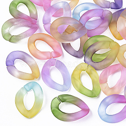 Spray Painted Two Tone Transparent Acrylic Linking Rings, Quick Link Connectors, for Curb Chains Making, Twist, Mixed Color, 23x17x4.5mm, Inner Diameter: 13.5x7mm(X-OACR-S036-001A-N)