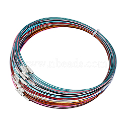 60Pcs 12 Colors  Stainless Steel Wire Necklace Cord DIY Jewelry Making, with Brass Screw Clasp, Mixed Color, 445mm, 5pcs/color(TWIR-UN0001-10)
