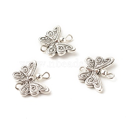 Tibetan Style Alloy Connector Charms, with Brass Loops, Butterfly, Antique Silver & Platinum, 15.5x17.5x3mm, Hole: 2mm(PALLOY-JF01360-01)