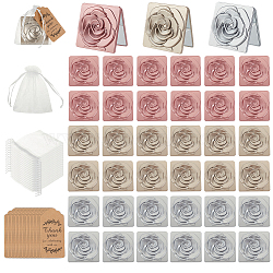 Olycraft 36pcs Square with Rose Plastic Foldable Mirrors, with Glass Mirror Surface, with 36Pcs Thank You Paper Gift Tags and 36Pcs Organza Gift Bags, Mixed Color, 73x73x12mm(DIY-OC0011-74)