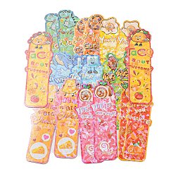 20 Sheets Laser Cute Paper Bookmark, Waterproof Bookmarks for Booklover, Rectangle with Food Pattern, Mixed Color, 125x42~46x0.4mm(AJEW-Q148-04)