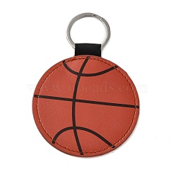 Sport Theme PU Leather Keychain, with Iron Ring, Ball, Basketball, 11.7cm(SJEW-K002-08P-02)