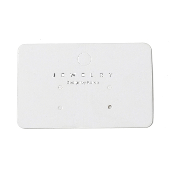 Rectangle Paper Stud Earring Display Cards, Holds up to 2 Pairs Earrings, White, 4.5x7x0.04cm, Hole: 7mm and 2mm