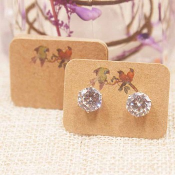 Paper Display Cards, for Earring, Rectangle, Bird Pattern, 2.5x3.5cm, about 100pcs/set