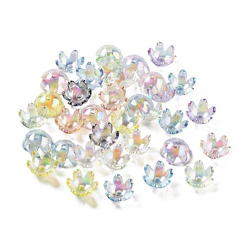 Transparent Acrylic Bead Caps, Flower, Mixed Color, 14x6.5mm, Hole: 2mm