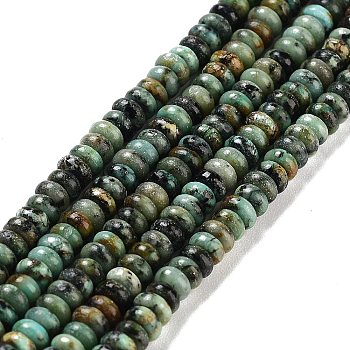 Natural African Turquoise(Jasper) Beads Strands, Rondelle, 5x2mm, Hole: 1mm, about 265~268pcs/strand, 14.96~15.16''(38~38.5cm)