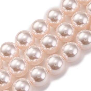 Baking Painted Pearlized Glass Pearl Round Bead Strands, PeachPuff, 12mm, Hole: 1mm, about 32pcs/strand, 15.55''(39.5cm)