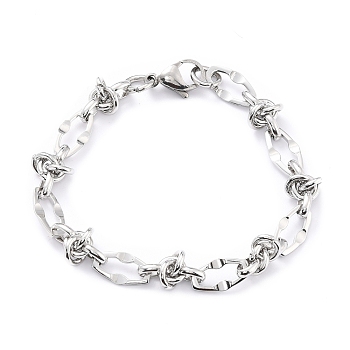 304 Stainless Steel Link Chain Bracelet for Men Women, Stainless Steel Color, 7-7/8 inch(20cm)