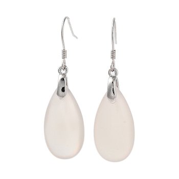 Natural Agate Dangle Earrings for Women, with Sterling Silver Pins, 37x11mm