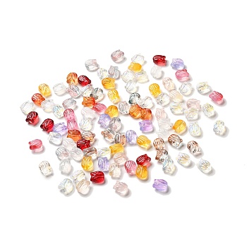 Transparent Glass Beads, Tulip Flower, Mixed Color, 12x10x7mm, Hole: 1.2mm