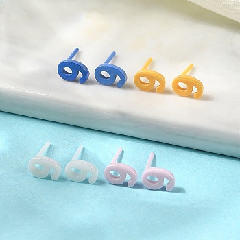 Hypoallergenic Bioceramics Zirconia Ceramic Stud Earrings, Number 9, No Fading and Nickel Free, Mixed Color, 7x4.5mm