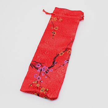 Brocade Drawstring Pouches, Candy Sachet Wallet Jewelry Bag, Red, 23.5~25x8~8.5x0.1cm