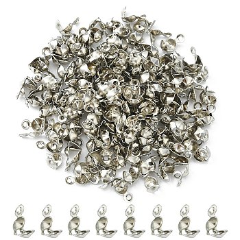 Iron Bead Tips, Calotte Ends, Clamshell Knot Cover, Cadmium Free & Lead Free, Platinum, 8x4mm, Hole: 1.5mm, Inner Diameter: 3mm