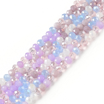Glass Beads Strands, Faceted, Abacus, Colorful, 4x3mm, Hole: 1mm, about 136~147pcs/strand, 17.44''(44.3cm)